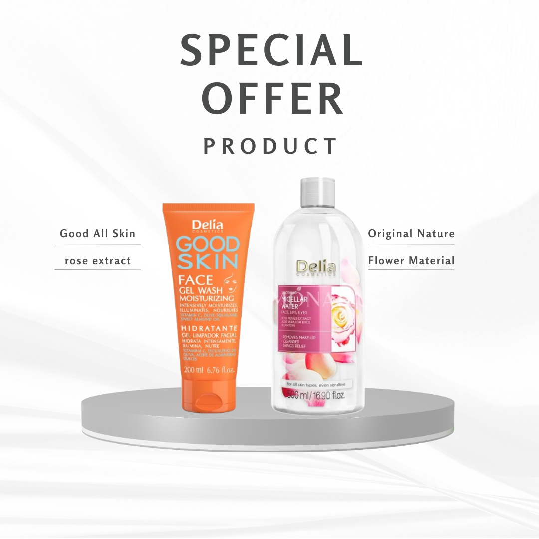 Delia mecellar water rose 500ml & Moisturizing face gel wash, 200 ml